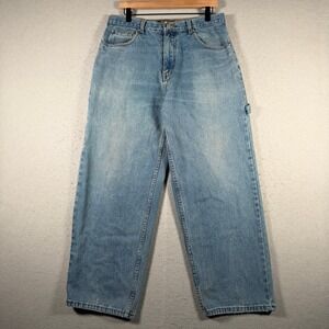 Platoon Jeans Men 32x28 Light Wash Wide Leg Carpenter Denim Streetwear Y2K Baggy